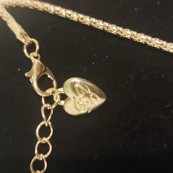 Betsey Johnson Gold Toned Blue Rhinestone Teddy Bear Red Heart Pendant Necklace - Picture 8 of 17